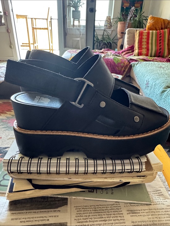 Sorel Shoes - Sorrel Black Platform Slingback Sandals